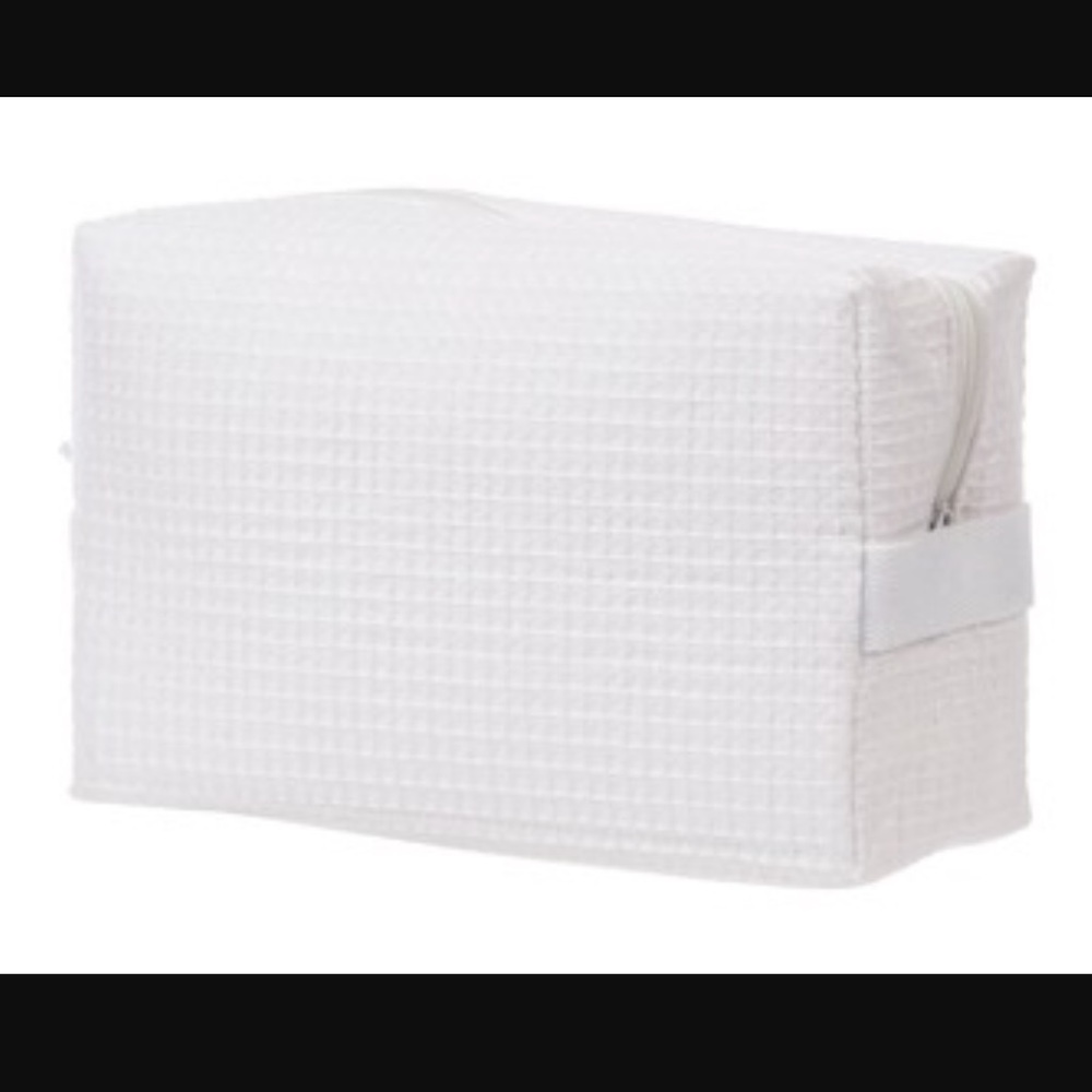 White Waffle Weave Cosmetic Bag