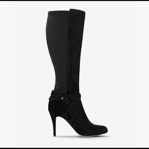 White House Black Market knee black suede boots.