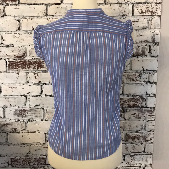 J.Crew Sleeveless Pinstripe Ruffle Button-down - Picture 4 of 5