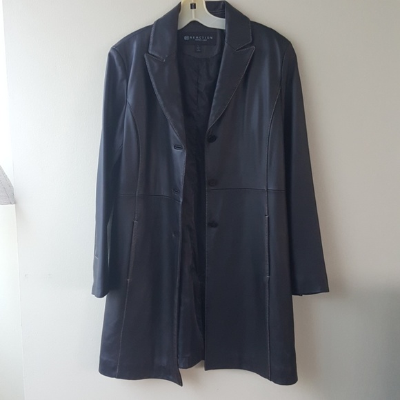 Kenneth Cole Reaction Black leather trench - Picture 2 of 4