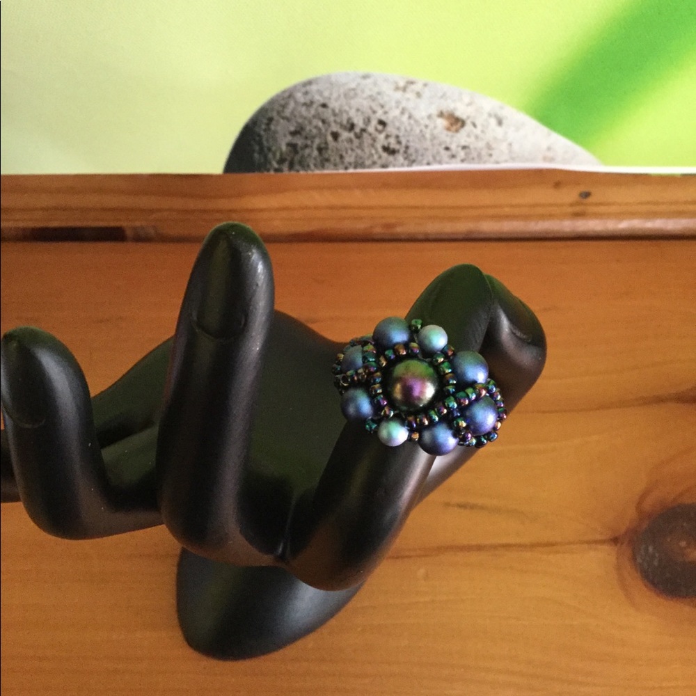 Swarovski Crystal Pearl Beaded Ring r6 - Picture 3 of 5