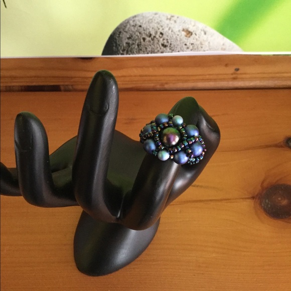 Swarovski Crystal Pearl Beaded Ring r6 - Picture 2 of 5