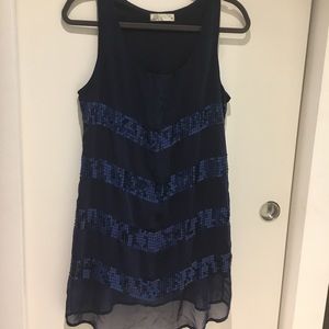 Blue, Sequin, Chiffon Dress