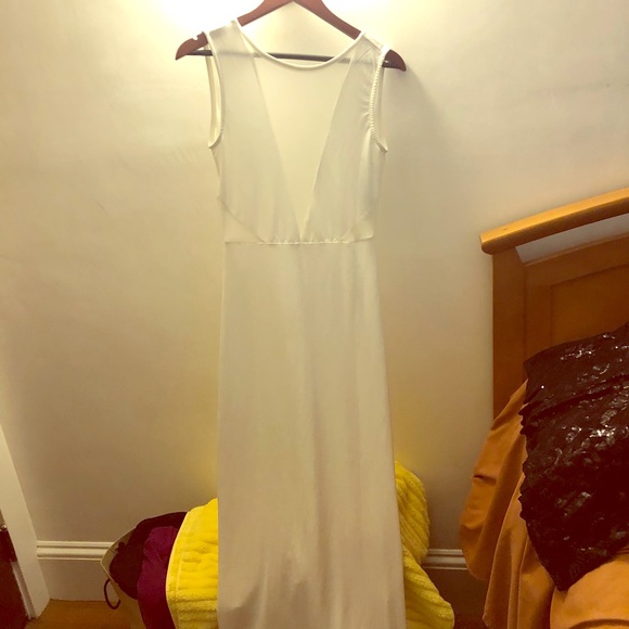 White Maxi Prom Dress - Picture 2 of 6