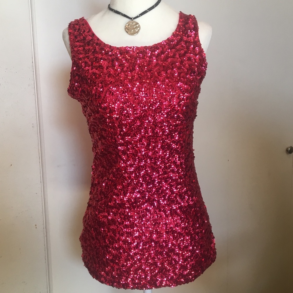 Hot Pink Sequined Tank Top NWT!!