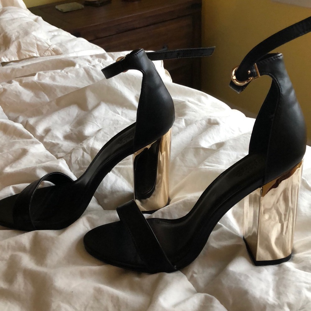 Chunky metallic strappy heels! Charlotte russe!