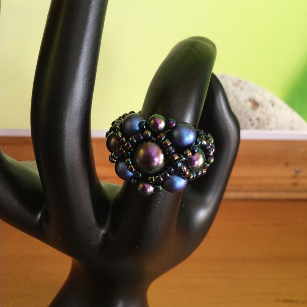 Swarovski Crystal Pearl Beaded Ring R4