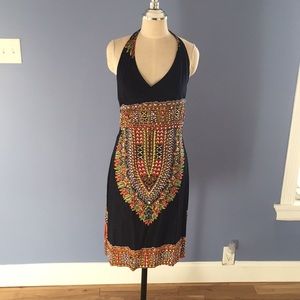 Boho Halter Dress Backless Hand Beaded O/S Fits M