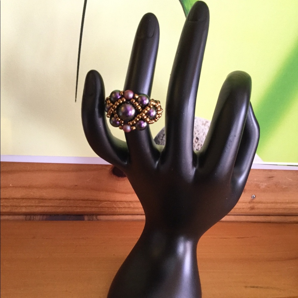 Swarovski Crystal Pearl Beaded Ring R3 - Picture 2 of 3