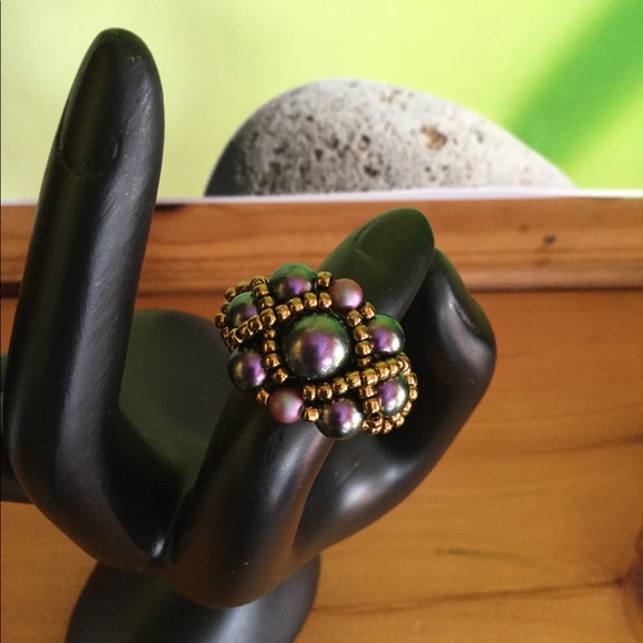 Jewelry - Swarovski Crystal Pearl Beaded Ring R3