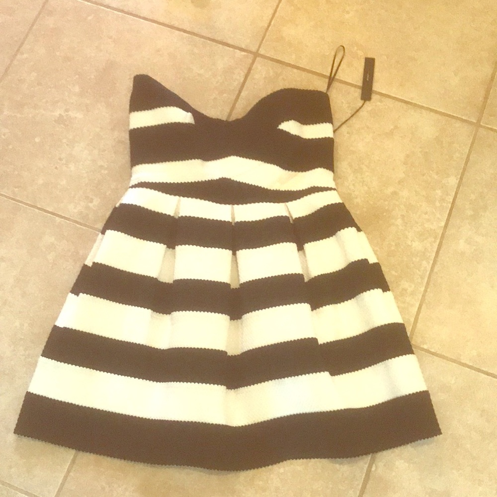 Black and white Striped BCBG party dress