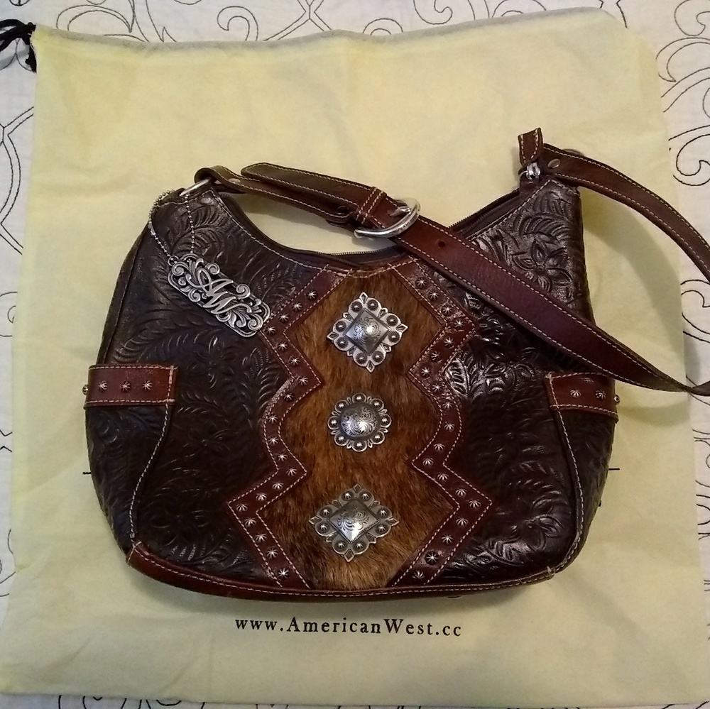 Hair on leather purse