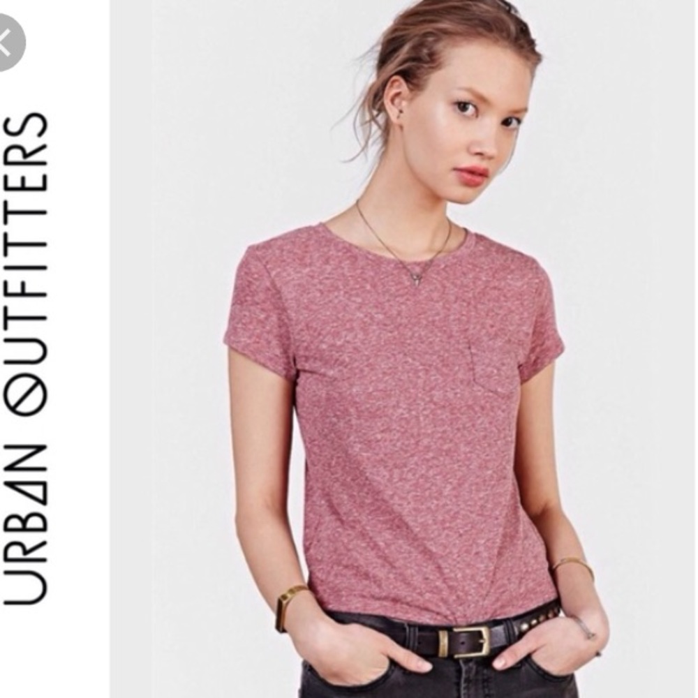 Pink/red cropped shrunken pocket top