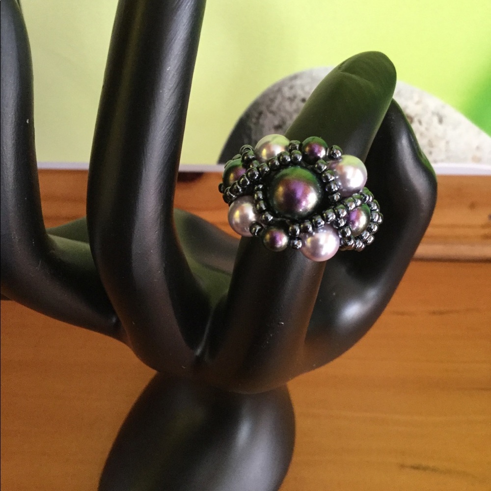 Swarovski Crystal Pearl Beaded Ring R2 - Picture 1 of 3