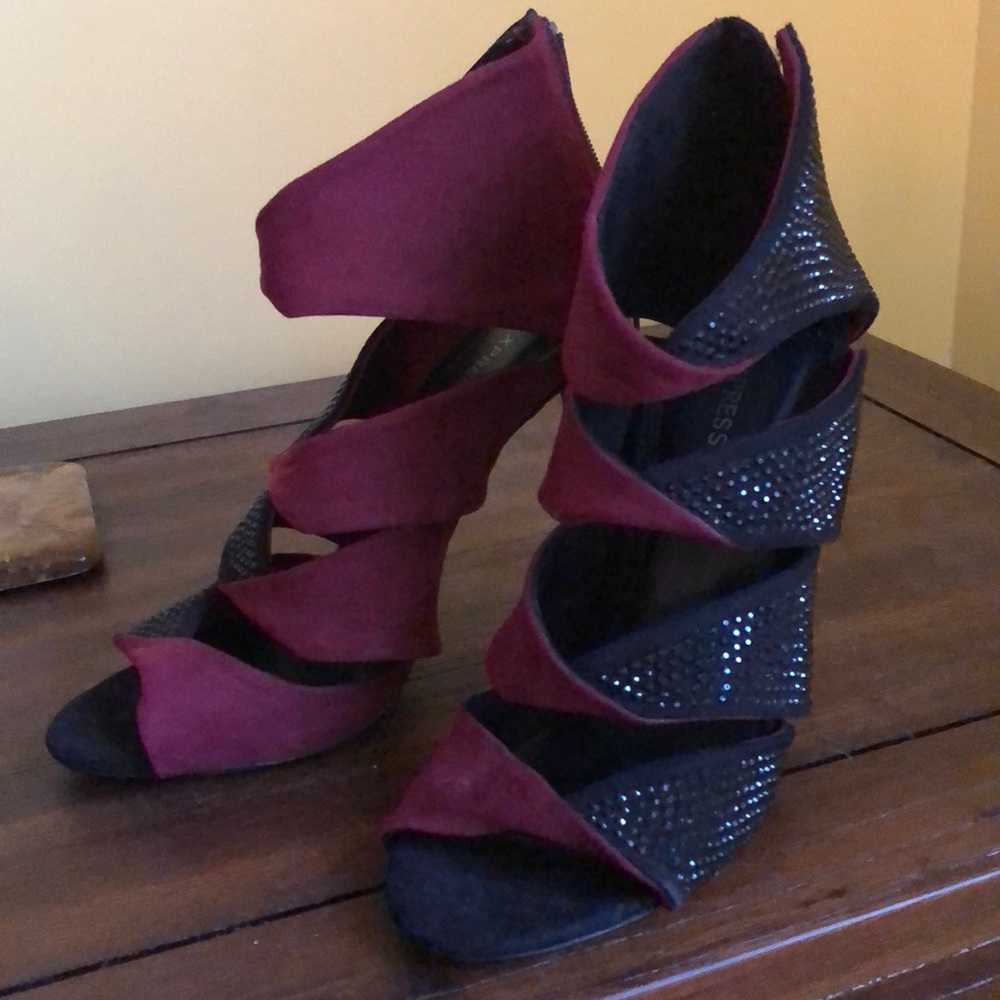 Black and red studded heels! Express!