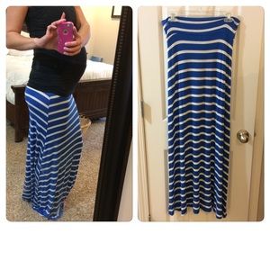 Striped maternity maxi skirt