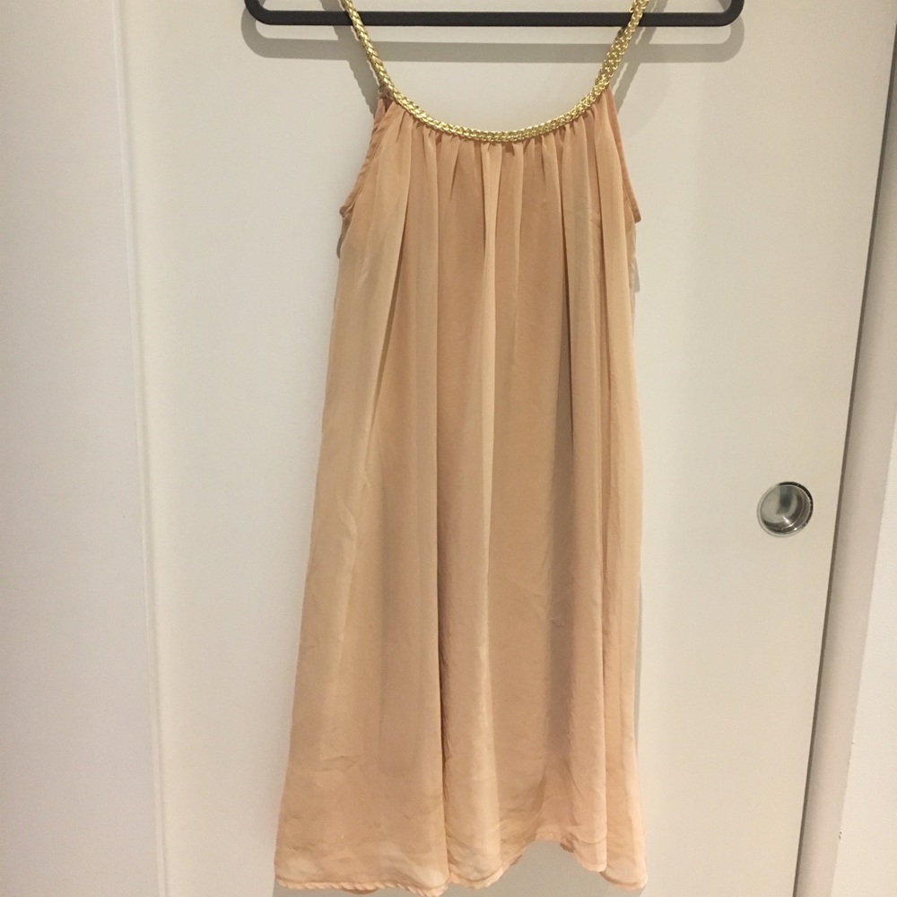 Nude, Midi-Dress with Gold Braided Straps