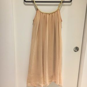 Nude, Midi-Dress with Gold Braided Straps