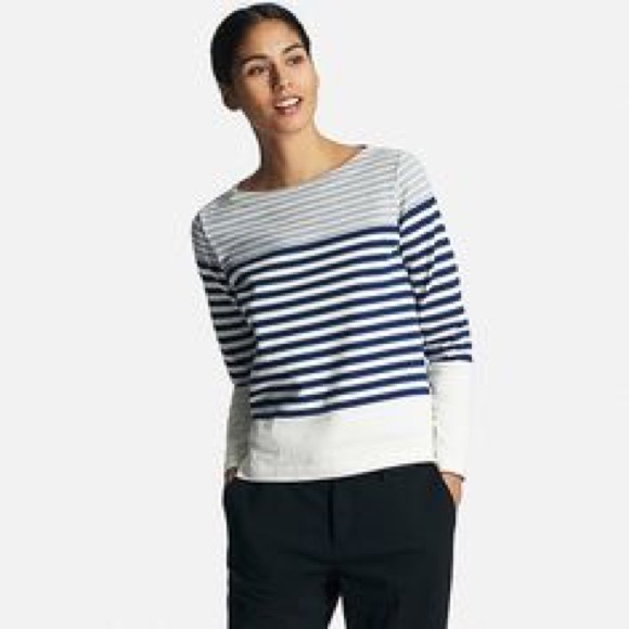 New UNIQLO unique striped boat neck top - Picture 3 of 9