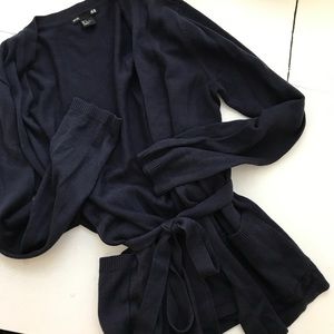 H&M Navy Belted Cardigan