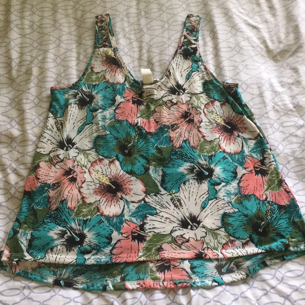 tropical floral print tank top
