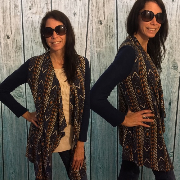 Navy Cardigan with Design - Picture 3 of 5