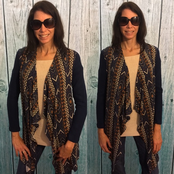 Navy Cardigan with Design - Picture 2 of 5