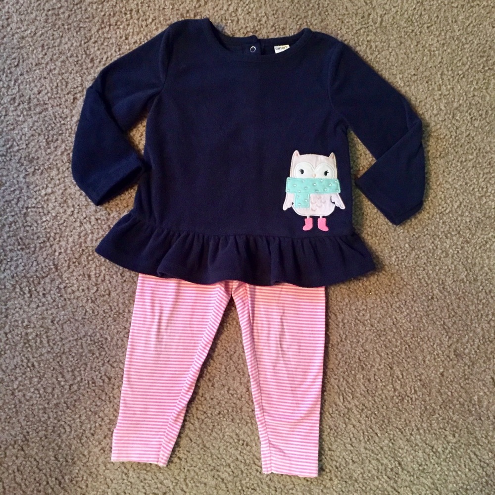 EUC Carter’s Owl Fleece Top & Legging Set