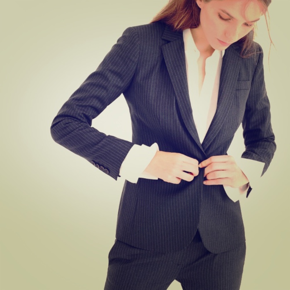J Crew Super 120s pinstripe charcoal blazer size 4