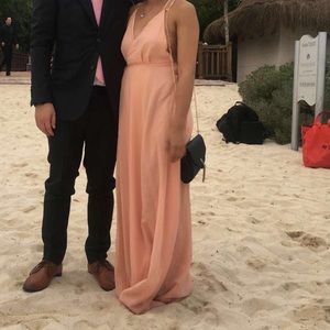 Blush chiffon strappy back maxi