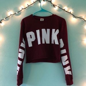 Long sleeve cropped Pink VS shirt