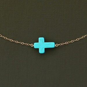 Sideways Horizontal Dainty Cross Necklace