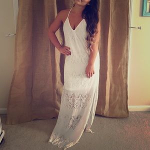 White lace maxi dress