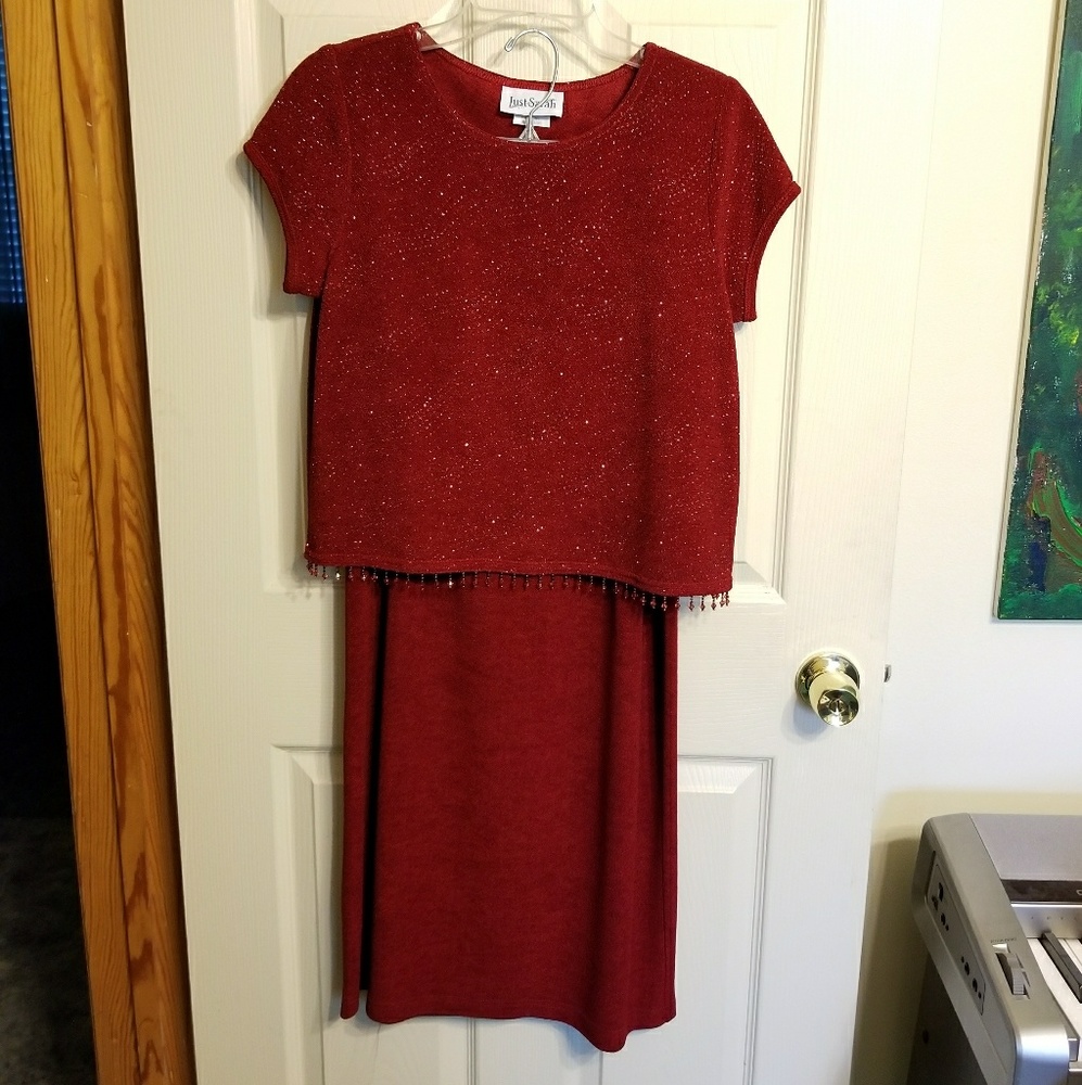 Just Sarah Red Holiday 2 Piece Set