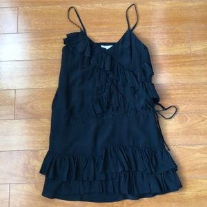Black, ruffled swing dress