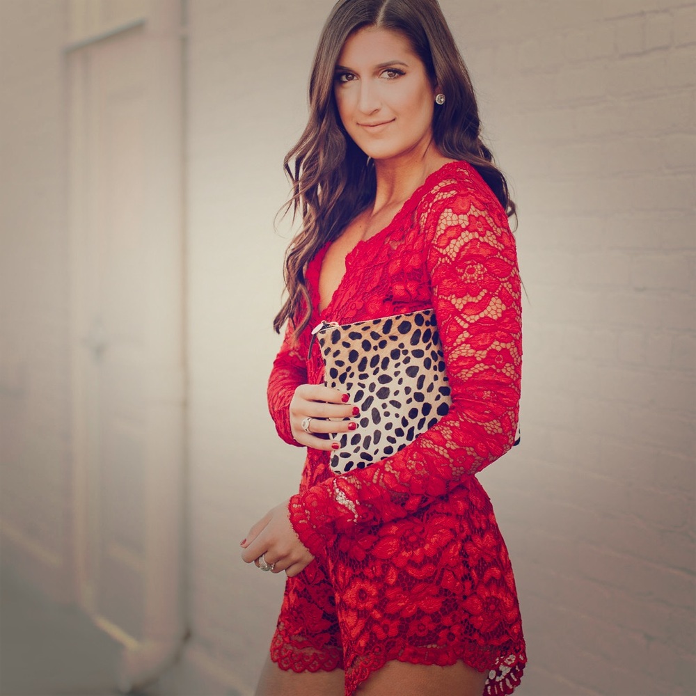 Red Lace Romper