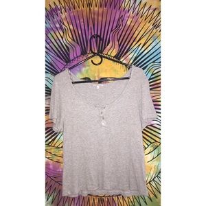 Gray button up crop top