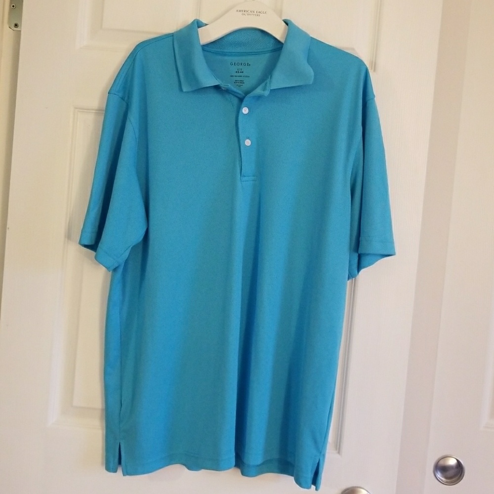 Men's Aqua/baby blue polo shirt.