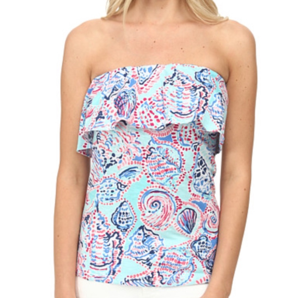 Lilly Pulitzer printed Wiley Ruffle Tube Top