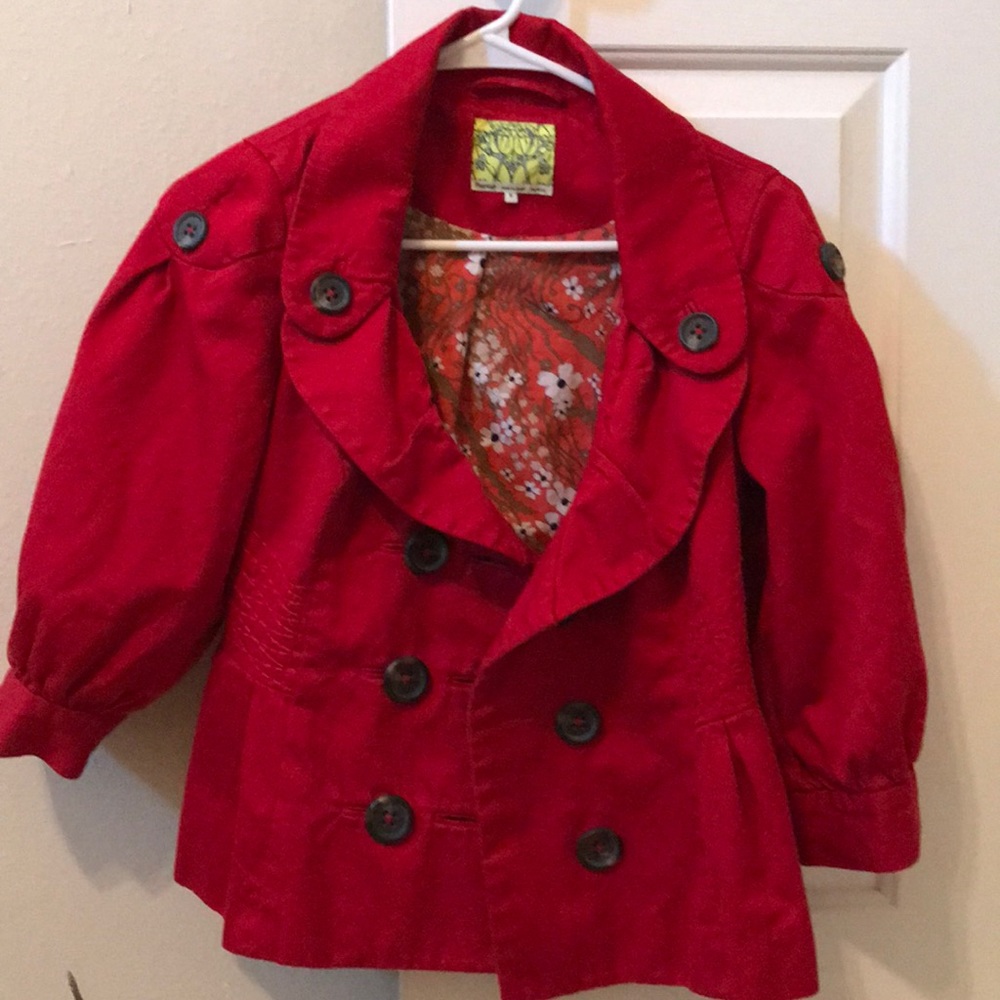 Sz 6 Floreat Anthropologie red jacket