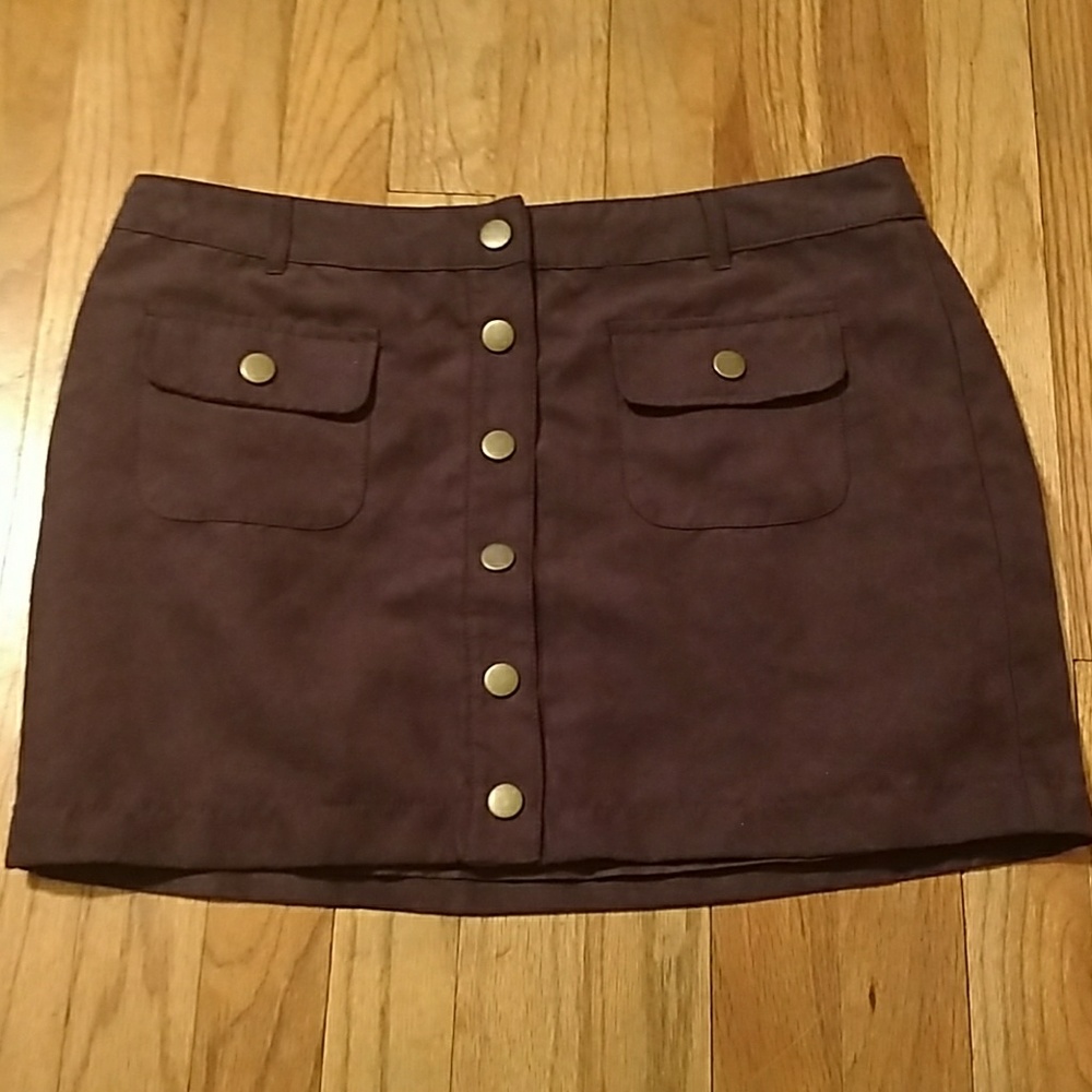 Mini Burgundy Button Up Skirt