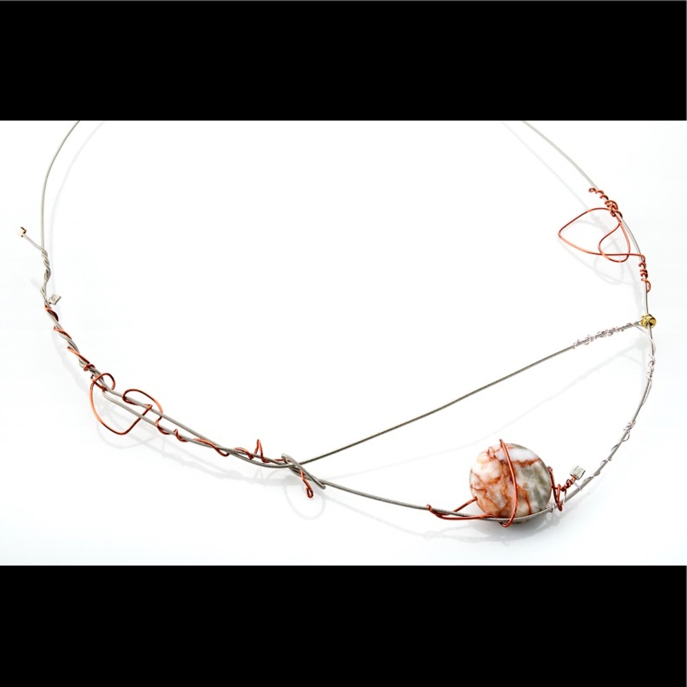Necklace. Guitar string with marble stone
