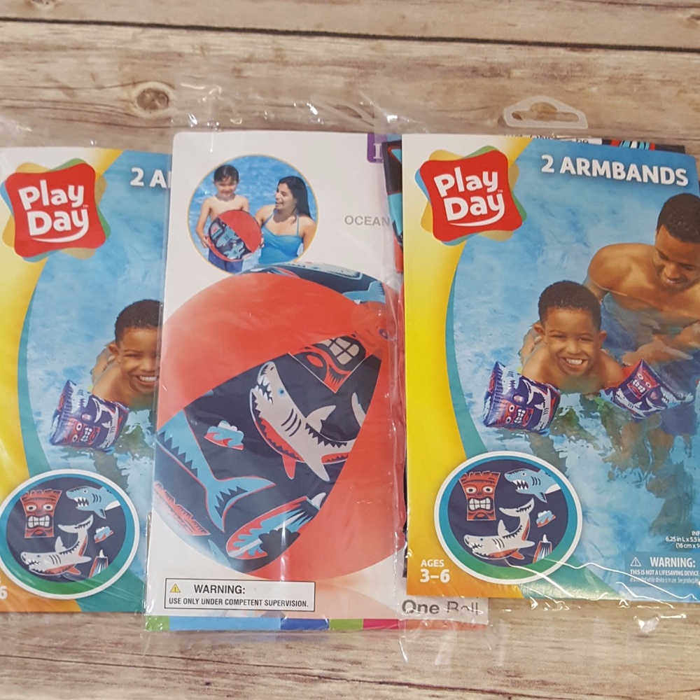 Set of 2 pairs armbands & 1 beachball NEW