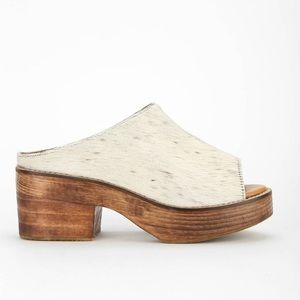 Women's Brown Spotted Pony Hair Platform Mule