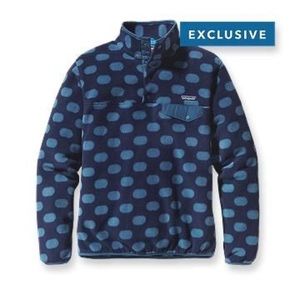 women's t snap synchilla patagonia, blue polka dot