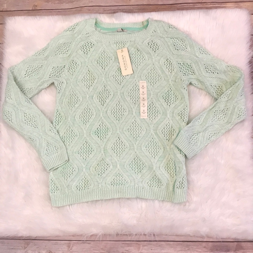 Sonoma mint green cable knit sweater
