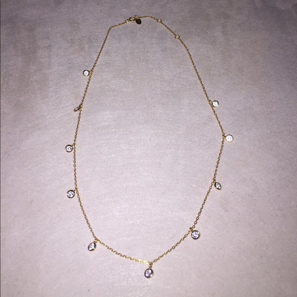 Delicate gold charm stone choker necklace