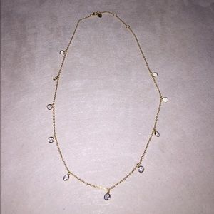 Delicate gold charm stone choker necklace