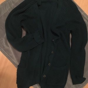 Oversized dark green cardigan