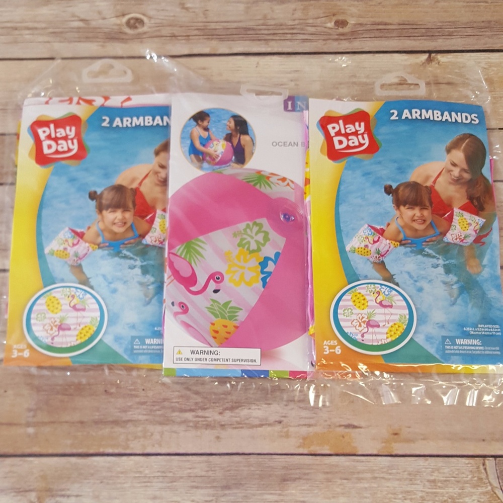 Set of 2 pairs armbands & 1 beachball NEW